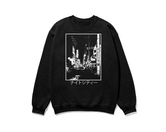 Endless Nights Edgy Sweatshirt Japanese Aesthetic Shirt Japan Streetwear Tumblr Clothing Grunge Clothes Kanji Night Street Art Anime Gift Etsy UK