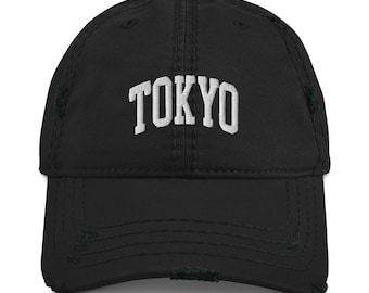 Tokyo Dad Hat Japan College Style Vintage Inspired Distressed embroidered art minimal love Tokyo Gifts Japan Culture TOKYO Dad cap sweater
