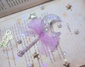 Sleutelhanger Sneeuwmaan Toverstokje | Glitterhars, roze strik, anime-accessoire