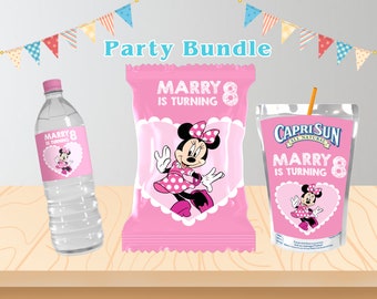 Minnie Mouse Party Set – Printable Chip Bag, CapriSun, Water Bottle Labels (Digital File)