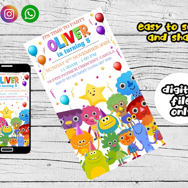 Super Simple Songs Theme Birthday - Super Simple Songs Mobile Phone Text Invitation - Electronic Email SMS Invite Digital Invitation