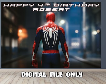 Spiderman Birthday Backdrop: Personalized Party Banner (Digital File Only)