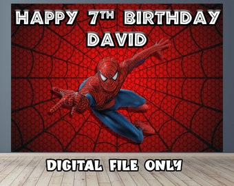 Spiderman Birthday Backdrop: Custom Name Banner (Digital File Only)
