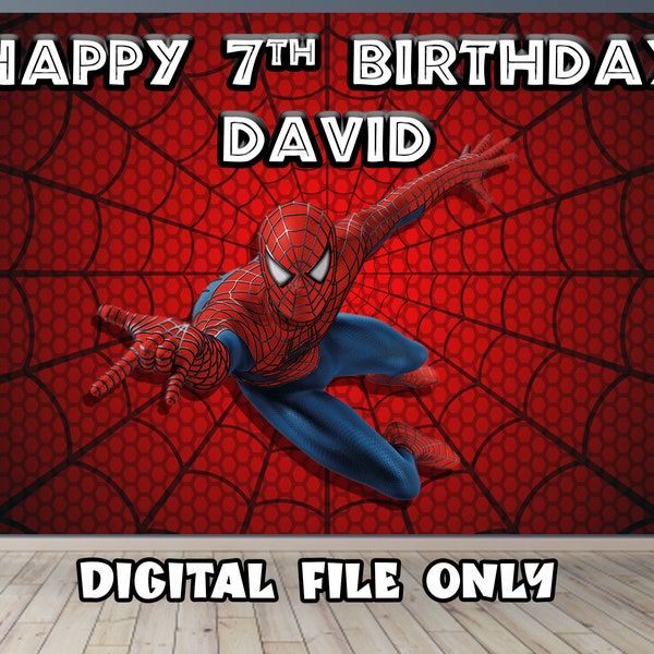 Spiderman birthday banner, Spiderman Birthday Backdrop,Spiderman Decoration party, Digital File Only