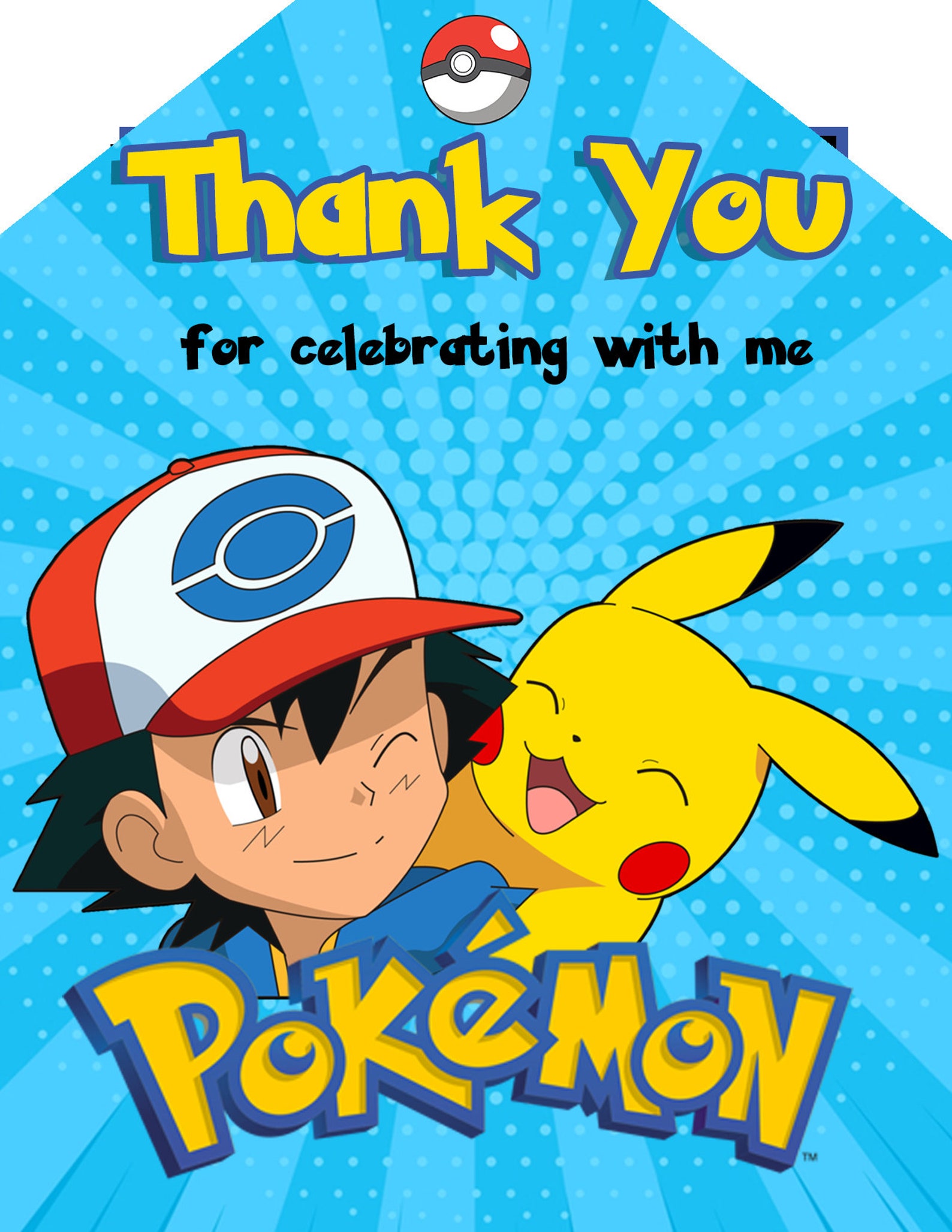 Pikachu Thank You Tag Pikachu Birthday Party Pikachu Thank - Etsy