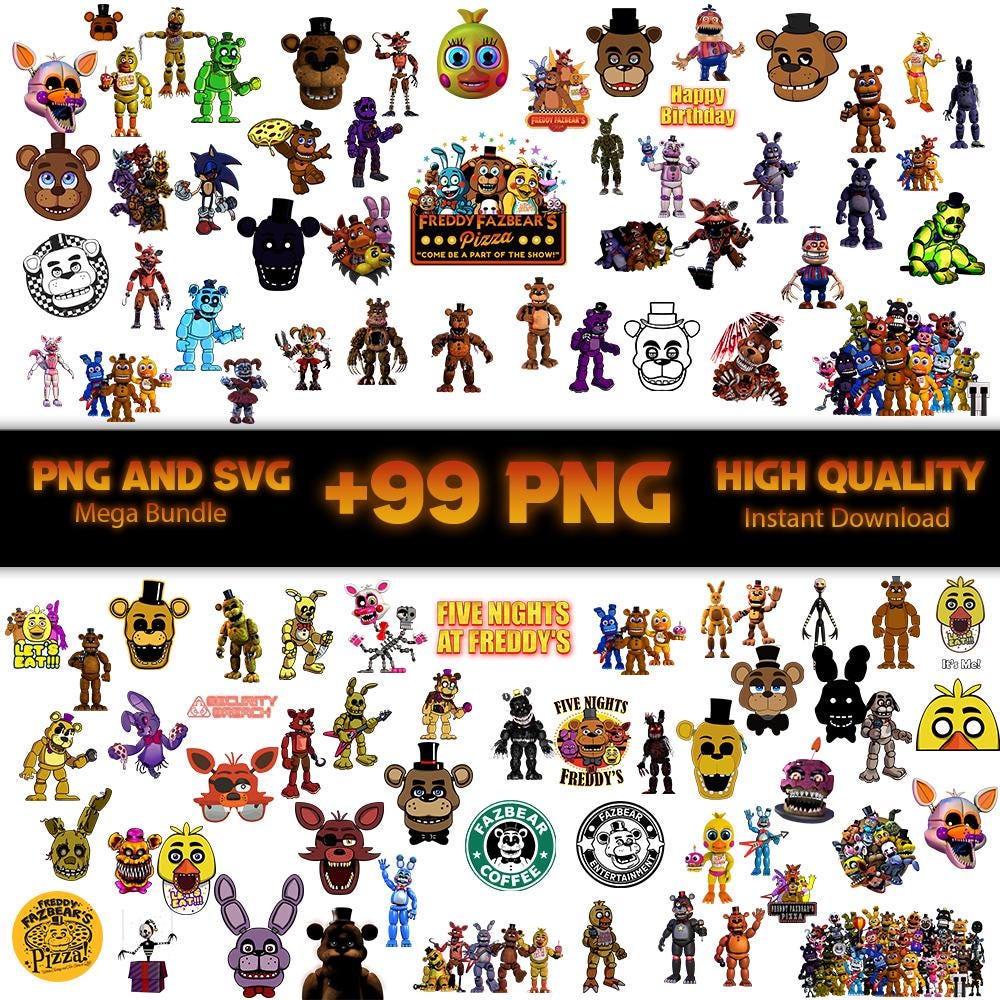 Fnaf Png i Svg Mega Bundle, Five Nights at Freddy's Png - FNAF Clip Art T-Shirt Fnaf