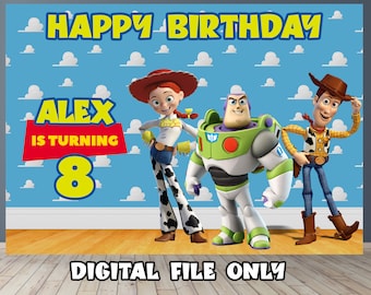 Toy Story Birthday Backdrop: Personalized Party Banner (Digital File)