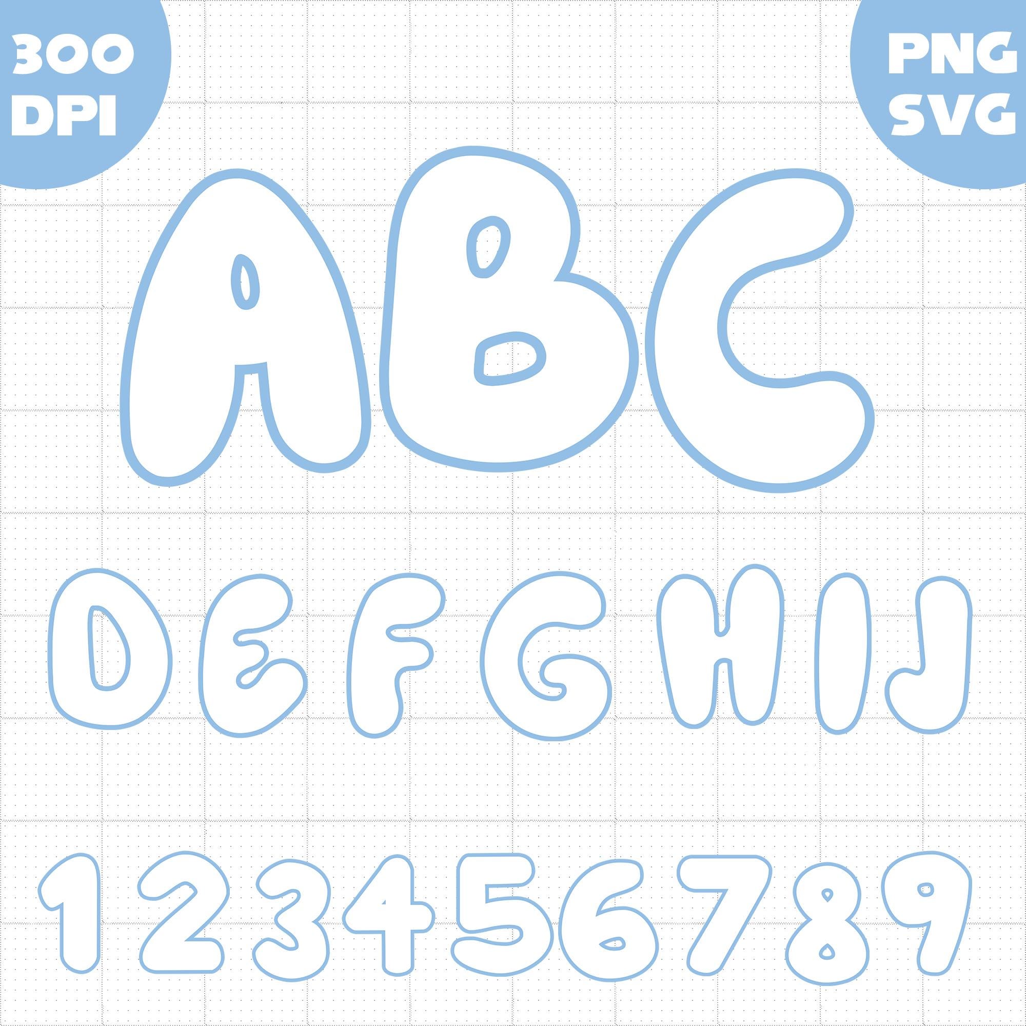 Blue Font Alphabet Clipart, 6 Color Letters and Numbers (PNG, SVG) - Etsy