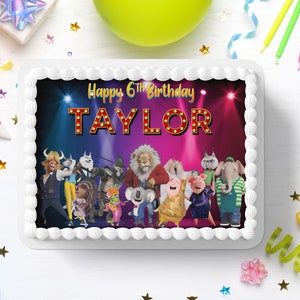 Sing 2 Personalized Edible Cake Topper - Sing 2 cake top picture - Sing 2 Cake Digital File Only
