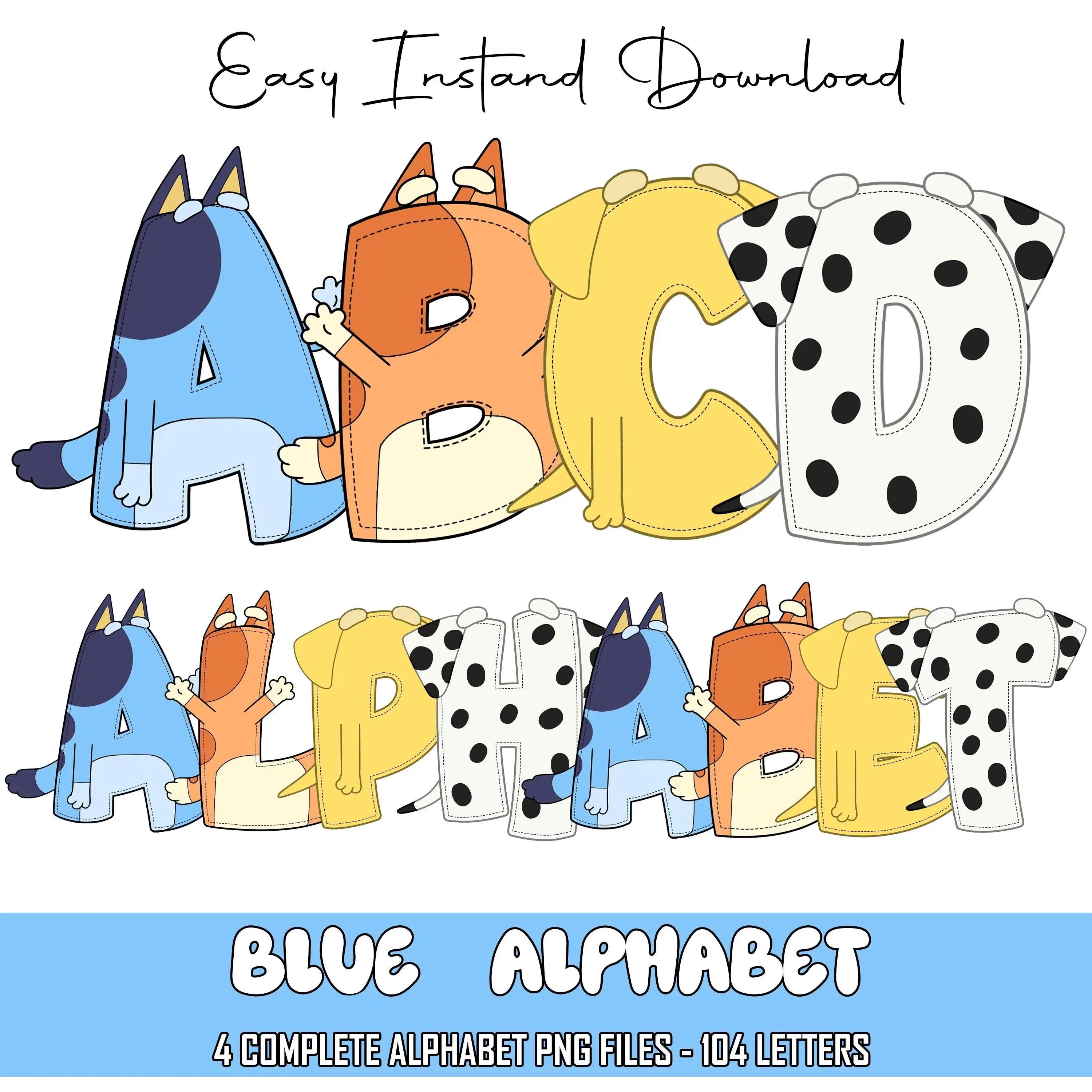 Blue Dog Friends Alphabet Letters, Digital Download Bundle
