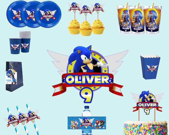 Set per feste personalizzato Sonic stampabile, Sonic Cake Topper, set per  feste di compleanno Sonic, adesivo sonico, Meterial Sonic Party -   Italia