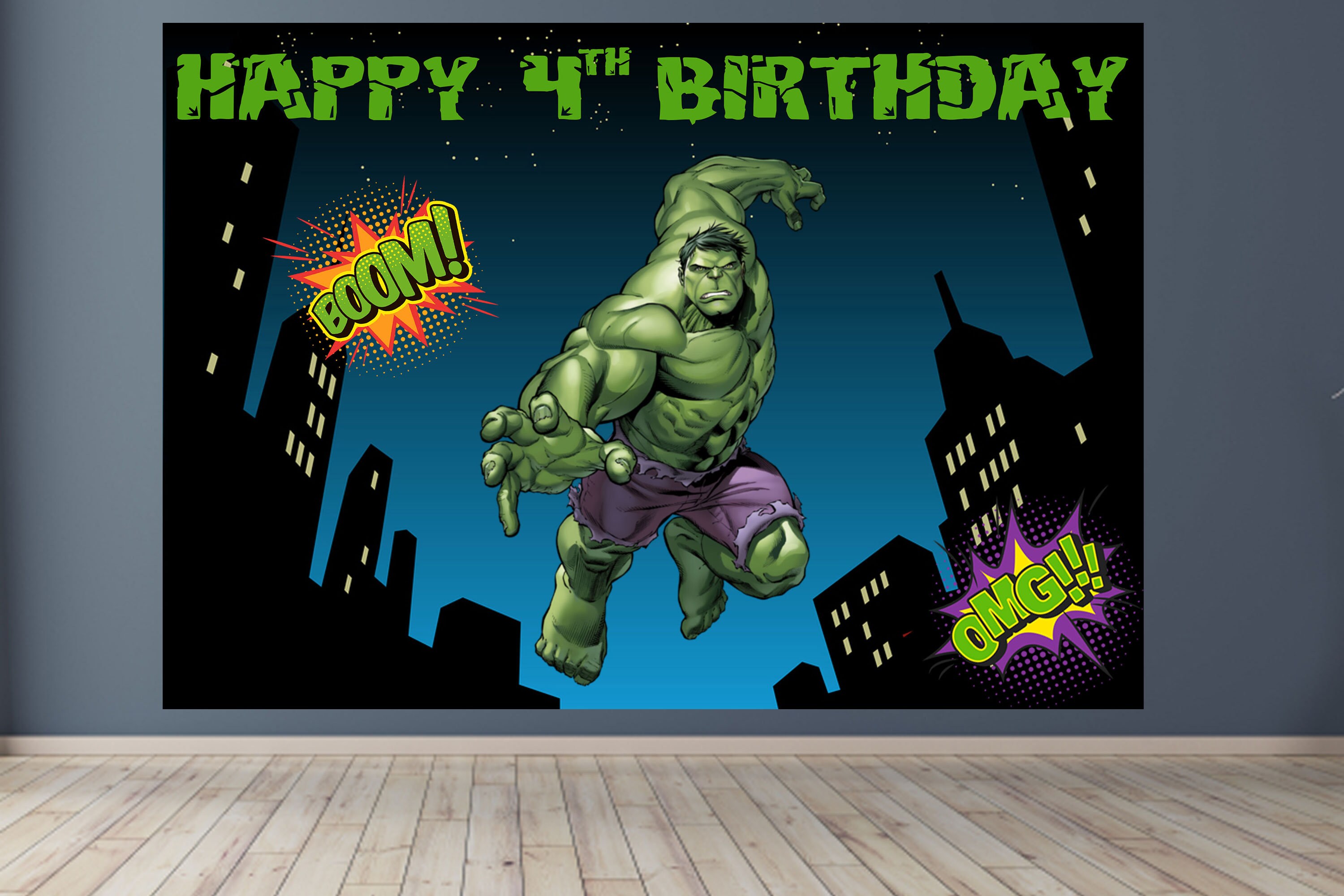 Personalised Hulk Birthday Banner – Custom Name, Superhero Party Decor, Paper Banner For Kids