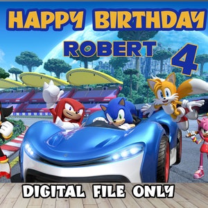 Sonic Birthday Banner: Personalized Backdrop Decoration (Digital File Only)