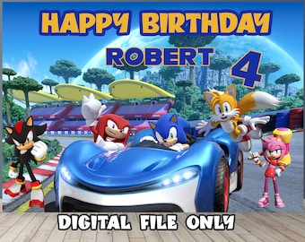 Sonic Birthday Banner: Personalized Backdrop Decoration (Digital File Only)