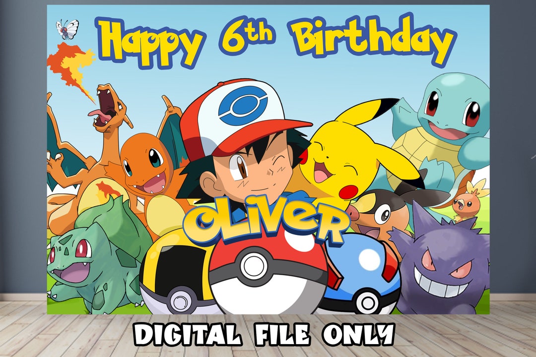 Pikachu Birthday Banner Pikachu Personalised Birthday Backdrop Pikachu ...