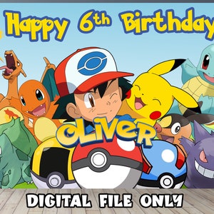 Pikachu Birthday Banner Pikachu Personalised Birthday Backdrop Pikachu ...