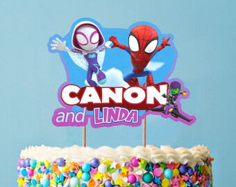 Spidey and Gwen Stacy Cake Topper: Personalized Design (Digital Download)