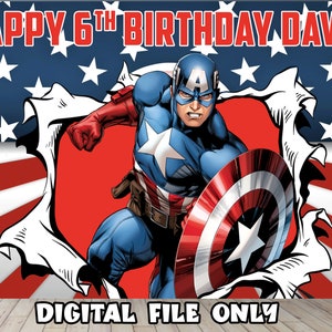Superhero Birthday Backdrop: Captain America Theme (Digital Download)