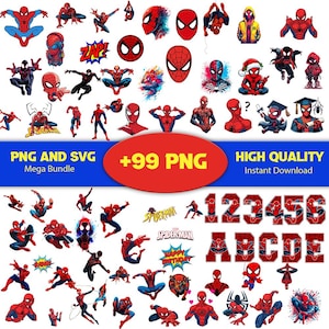 Spiderman png Clipart Bundle - PNG & SVG And Font Mega Pack