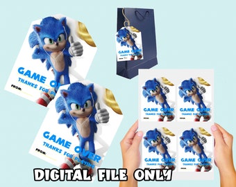 Sonic Birthday Thank You Tags: Printable Party Favors (Digital Download)