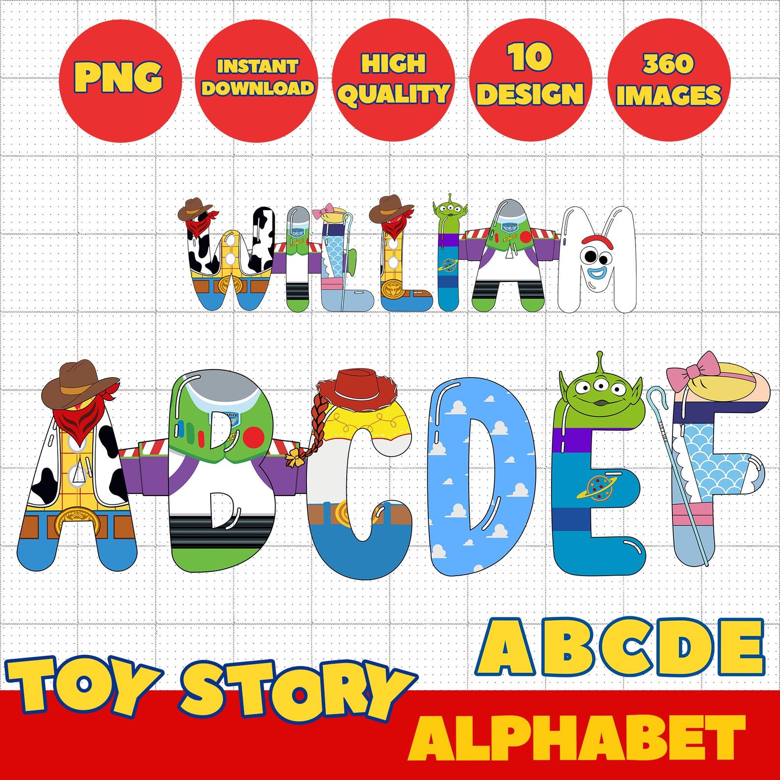 Toy Story Alphabet Letters, Printable Party Design Character, Doodle ...