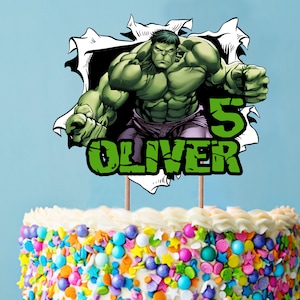 Solo file digitale - Topper per torta Hulk stampabile, Topper per torta festa di compleanno di Hulk, Hulk Johnny, Decorazione torta Hulk