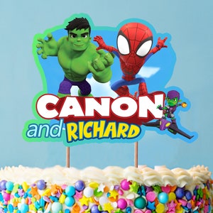 Personalized Spidey and Hulk Cake Topper: Party Decoration (Digital Download)