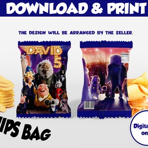 Sing 2 Chip Bag Label: Printable Snacks Treat Bags (Digital Download)