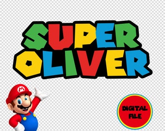 Geburtstag Logo - Super Mario Dekoration - Super Mario Schriftart (nur personalisierte digitale Datei)