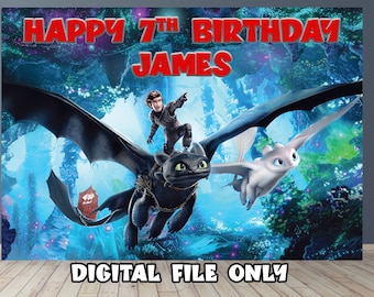How To Train Your Dragon Birthday Banner, How To Train Your Dragon Birthday Backdrop,Customized Banner,Digital File