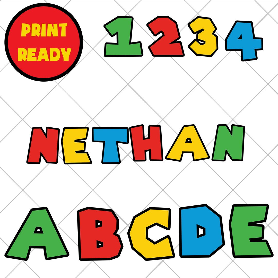 Super Mario Alphabet Font: Custom Name PNG and Number (instant Download ...