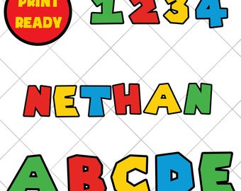 Super Mario Alphabet Font: Custom Name PNG and Number (instant