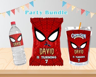 Spiderman Party Etiketten: Chips-Tüte, CapriSun, Wasserflasche (nur digitale Datei)
