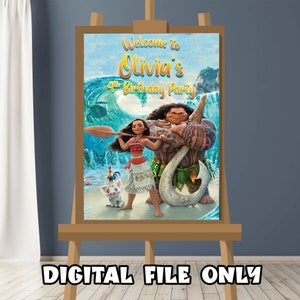 Moana Birthday Welcome Sign: Kids Party Decor (Digital Download)
