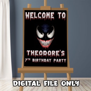 Venom Geburtstagsparty Willkommensschild (Digitaler Download)