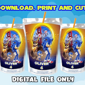 Sonic Capri Sun Label,Caprisun Template, editable juice template, Party Treats, Sonic juice Printable, Sonic 2 - Digital File Only