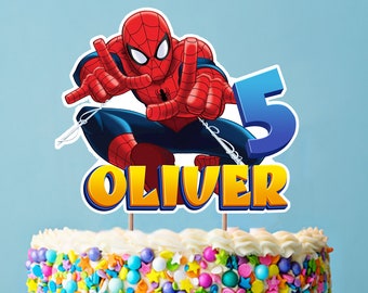 Spiderman Birthday Cake Topper: Custom Name & Age (Digital File Only)