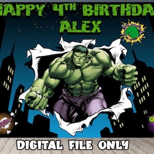 Hulk Birthday Backdrop: Superhero Party Banner (Digital File Only)