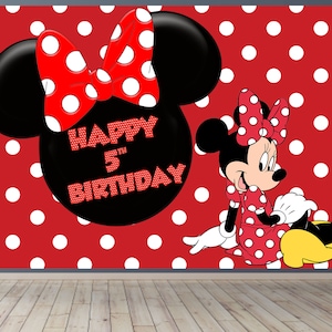 Minnie Mouse Rode verjaardag banner, Minnie Mouse Roze Verjaardag banner, Minnie Mouse Decoratie feest, Digital File Only