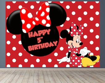 Minnie Mouse Birthday Banner: Red Polka Dot Party Decor (Digital File Only)