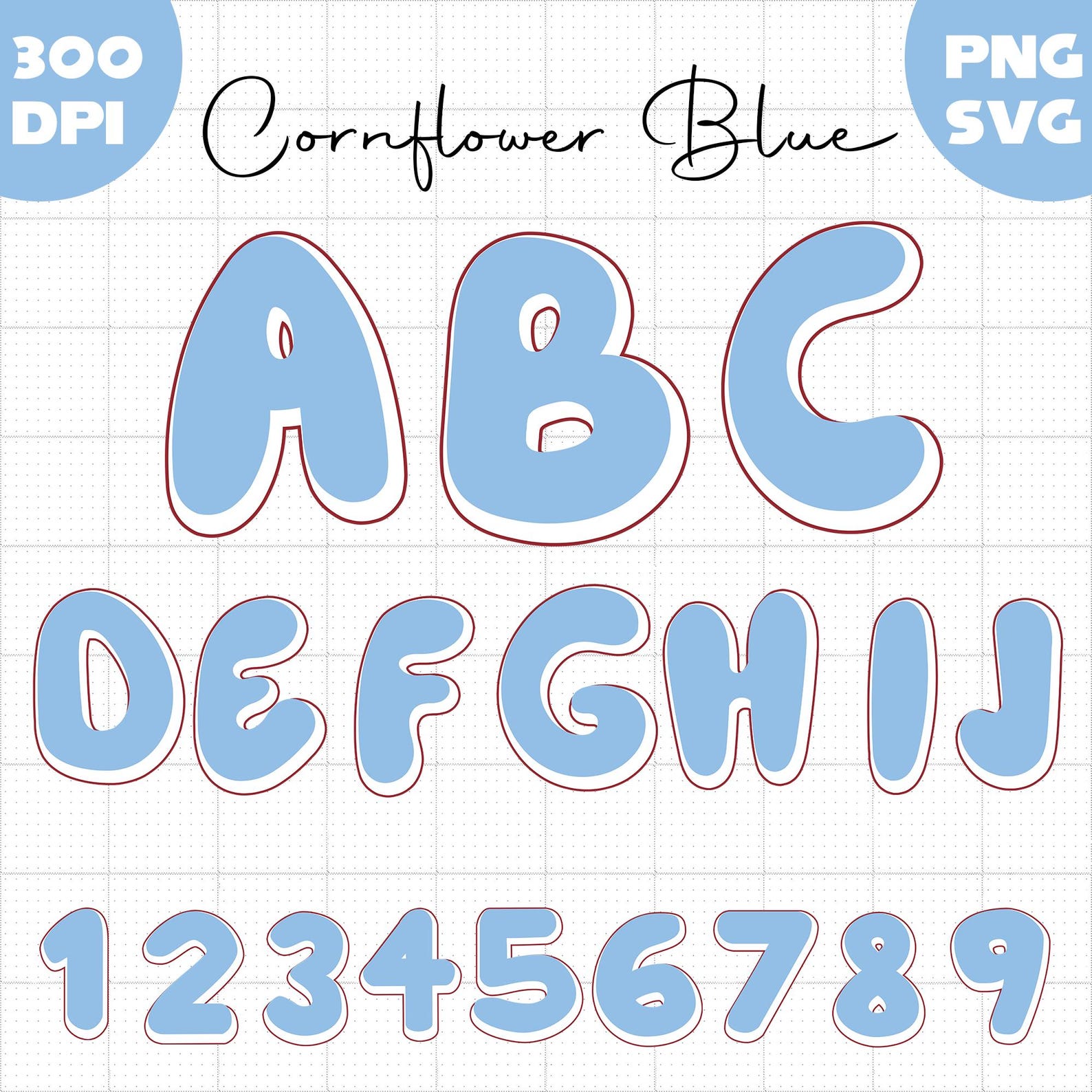 Blue Font Alphabet Clipart, 6 Color Letters and Numbers (PNG, SVG) - Etsy