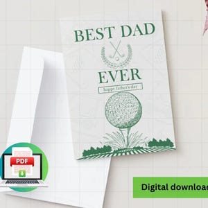 Tarjeta imprimible para el Día del Padre / Tarjeta de golf de 13x18 cm para papá / Descarga instantánea / Tarjeta plegable DIY