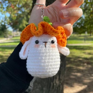 Handmade Cute Rabbit with Carrot Hat crochet keychain//Cute Bunny Bag Accessory// Small Rabbit crochet keychain// Set of 1