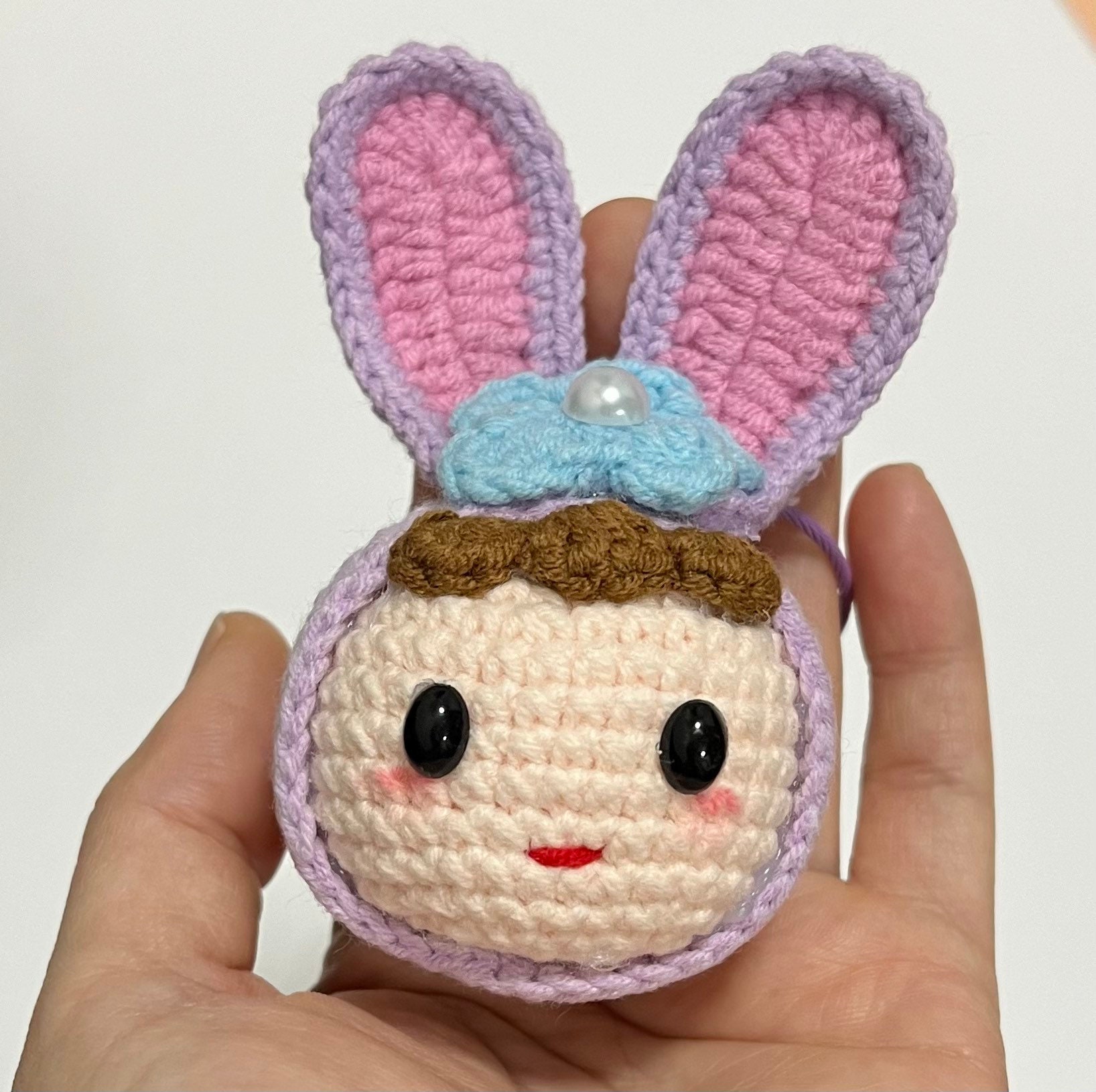 Handmade Amigurumi Bunny Keychain: StellaLou Style Charm