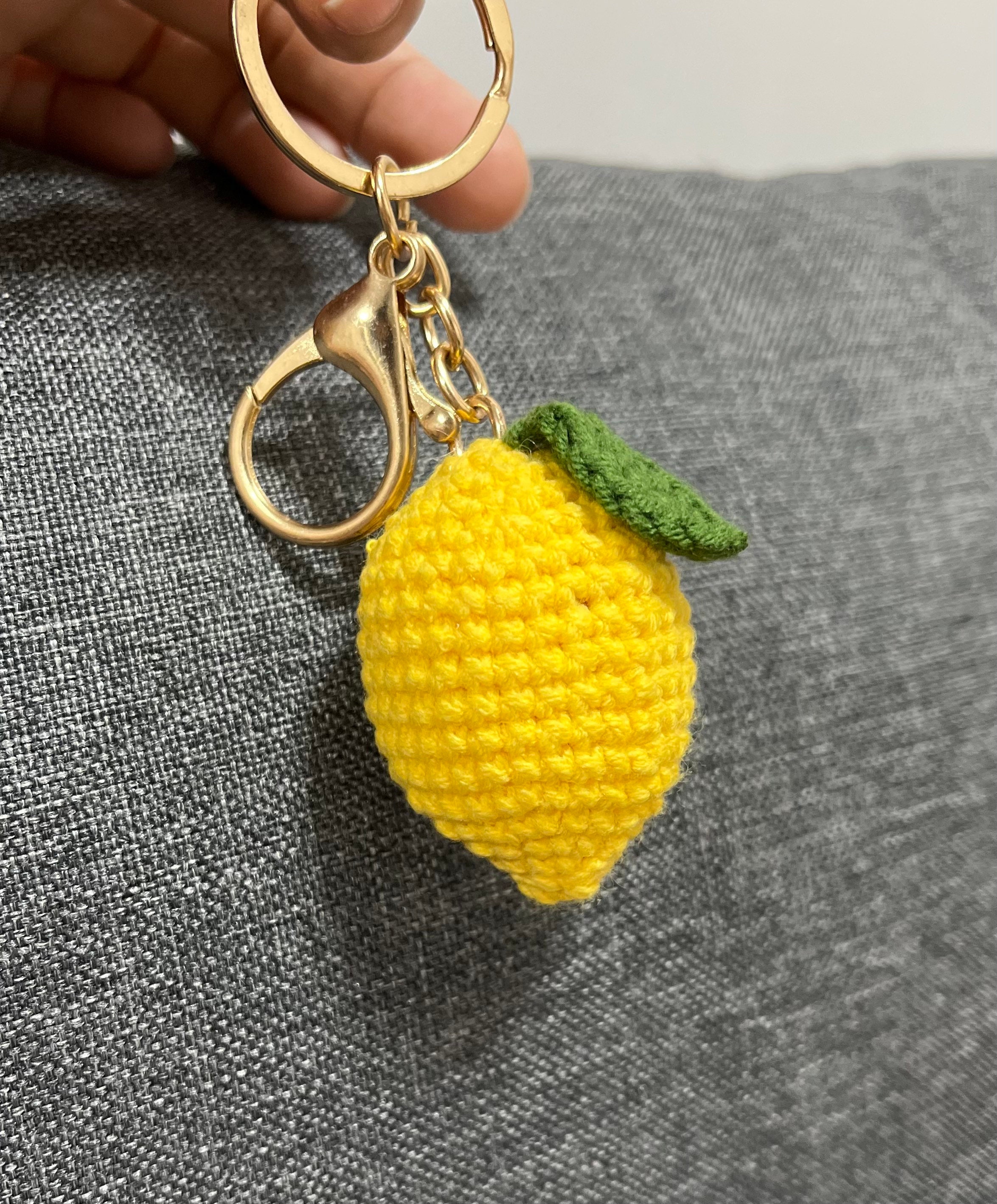 Handmade Crochet Mini Lemon Keychain - Cute Bag Charm - Etsy