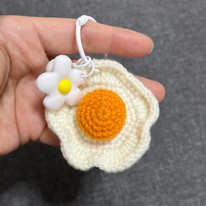 Handmade crochet mini egg keychain