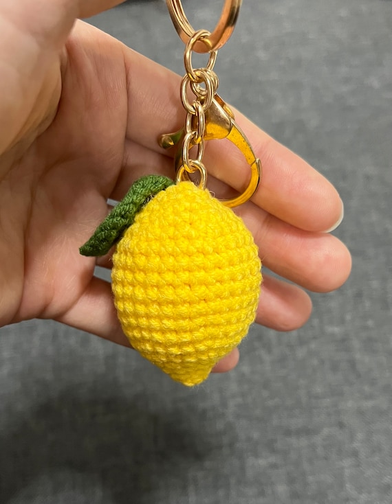 Handmade Crochet Mini Lemon Keychain - Cute Bag Charm - Etsy