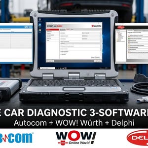 Pacote de Software de Diagnóstico Automotivo 3 em 1 | Autocom + Delphi DS150E + Wurth WoW | Download Imediato