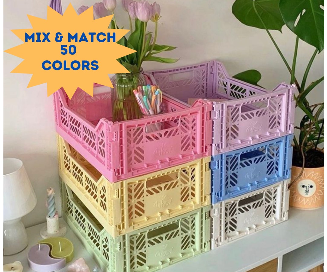 3pack MEDIUM Collapsible Stackable Storage Crates for Home Etsy