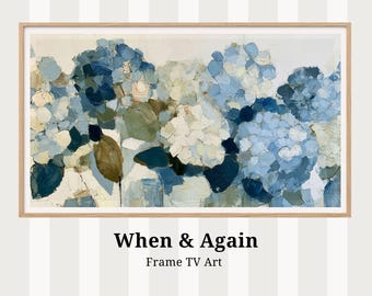 Marco floral abstracto para TV - Hortensias azules - Protector de pantalla, descarga digital tv91